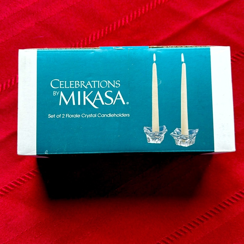 Mikasa Crystal  “Florale” Taper Candle Holders